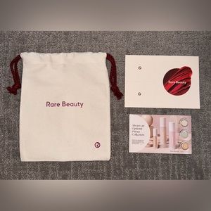 Rare Beauty Canvas Drawstring Makeup Pouch Bag w/ Card & Primer Sample